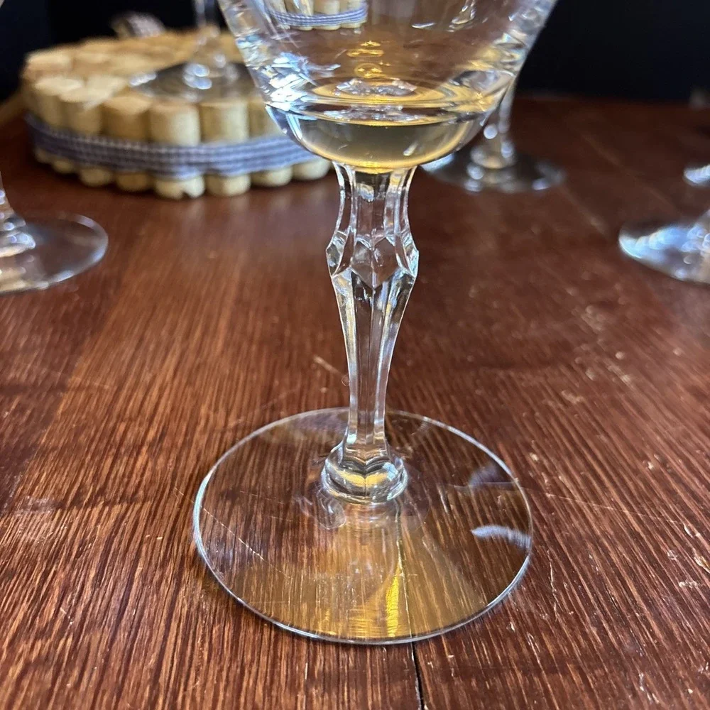 Set of 6 Vintage Fostoria‎ Crystal Water Goblets ENGAGEMENT Platinum Trim